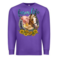 Purple chicken pig horse farm life Premium Sweatshirt - texasbilliewilder