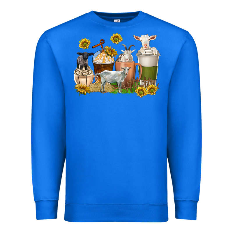 Coffee Cups Goats Premium Sweatshirt by texasbilliewilder | Teevron