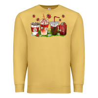 Antique Gold coffee cups lady bug with daisies Premium Sweatshirt - texasbilliewilder