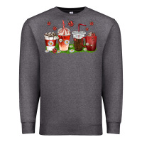 Charcoal Heather coffee cups lady bug with daisies Premium Sweatshirt - texasbilliewilder