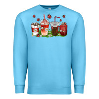 Ocean Blue coffee cups lady bug with daisies Premium Sweatshirt - texasbilliewilder