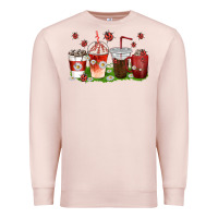 Pale Pink coffee cups lady bug with daisies Premium Sweatshirt - texasbilliewilder