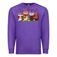 Purple coffee cups lady bug with daisies Premium Sweatshirt - texasbilliewilder