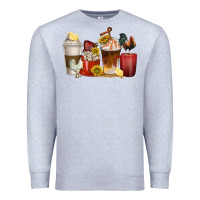 Heather Grey coffee cups rooster Premium Sweatshirt - texasbilliewilder