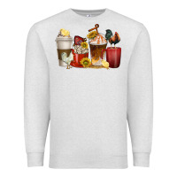 Oatmeal Heather coffee cups rooster Premium Sweatshirt - texasbilliewilder