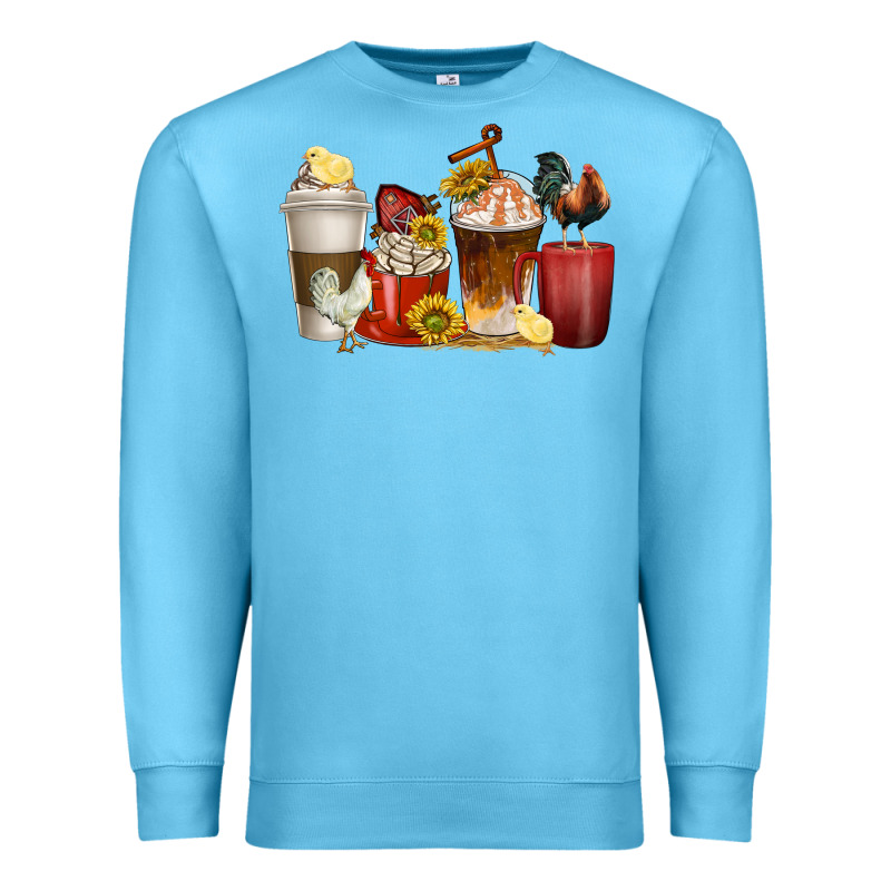 Coffee Cups Rooster Premium Sweatshirt by texasbilliewilder | Teevron