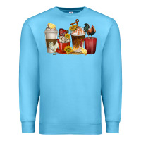 Ocean Blue coffee cups rooster Premium Sweatshirt - texasbilliewilder