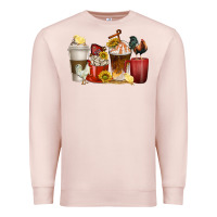 Pale Pink coffee cups rooster Premium Sweatshirt - texasbilliewilder