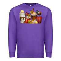 Purple coffee cups rooster Premium Sweatshirt - texasbilliewilder