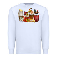 White coffee cups rooster Premium Sweatshirt - texasbilliewilder