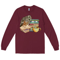 Burgundy owl and books Long Sleeve Tee - BarkalooDesign