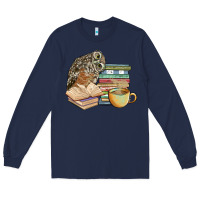 Navy owl and books Long Sleeve Tee - BarkalooDesign