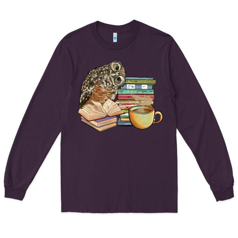 Owl And Books Long Sleeve Tee by BarkalooDesign | Teevron
