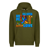 Army Green autism  words Premium Hoodie - AdoDesignShop