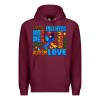 Burgundy autism  words Premium Hoodie - AdoDesignShop