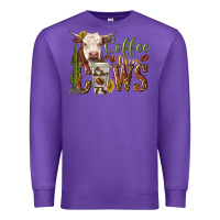 Purple coffee then cows Premium Sweatshirt - texasbilliewilder