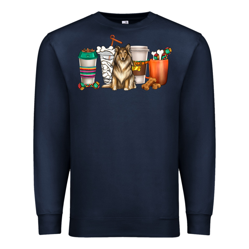 Collie Dog Coffee Cups Premium Sweatshirt by texasbilliewilder | Teevron