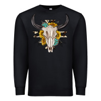 Black cow aztec western bull skull Premium Sweatshirt - texasbilliewilder