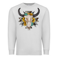 Dove Grey cow aztec western bull skull Premium Sweatshirt - texasbilliewilder
