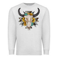 Oatmeal Heather cow aztec western bull skull Premium Sweatshirt - texasbilliewilder