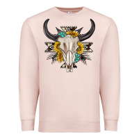 Pale Pink cow aztec western bull skull Premium Sweatshirt - texasbilliewilder