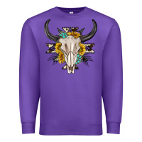 Purple cow aztec western bull skull Premium Sweatshirt - texasbilliewilder
