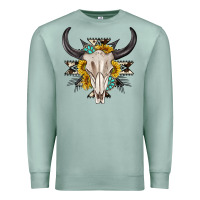 Seafoam cow aztec western bull skull Premium Sweatshirt - texasbilliewilder