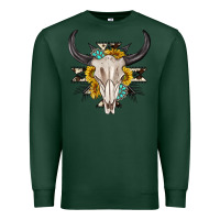 Sports Green cow aztec western bull skull Premium Sweatshirt - texasbilliewilder