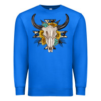 True Royal cow aztec western bull skull Premium Sweatshirt - texasbilliewilder