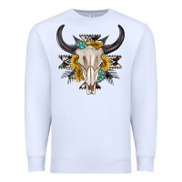 White cow aztec western bull skull Premium Sweatshirt - texasbilliewilder