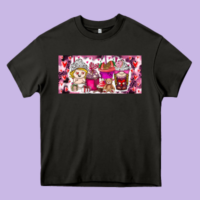 Valentine Coffee Heavy Core Tee Designed By Cowhidedigitalart