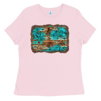 Bubblegum Pink western turquoise stone aztec tiger pattern background Ladies Tee - Artiststas