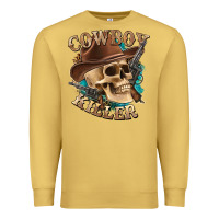 Antique Gold cowboy killer with skull Premium Sweatshirt - texasbilliewilder