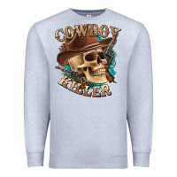 Heather Grey cowboy killer with skull Premium Sweatshirt - texasbilliewilder