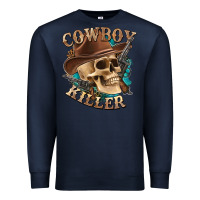 Navy cowboy killer with skull Premium Sweatshirt - texasbilliewilder