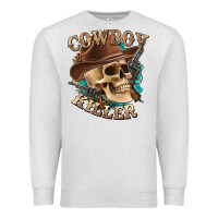 Oatmeal Heather cowboy killer with skull Premium Sweatshirt - texasbilliewilder
