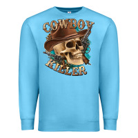 Ocean Blue cowboy killer with skull Premium Sweatshirt - texasbilliewilder