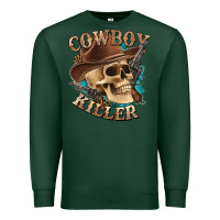 Sports Green cowboy killer with skull Premium Sweatshirt - texasbilliewilder