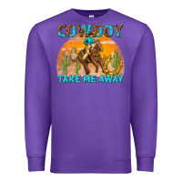 Purple cowboy take me away Premium Sweatshirt - texasbilliewilder