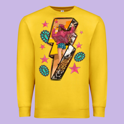 Premium Sweatshirt cowgirl with lightning bolt