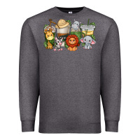 Charcoal Heather cute baby safari animals coffee cups Premium Sweatshirt - texasbilliewilder