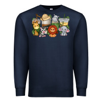 Navy cute baby safari animals coffee cups Premium Sweatshirt - texasbilliewilder