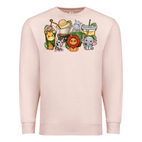 Pale Pink cute baby safari animals coffee cups Premium Sweatshirt - texasbilliewilder