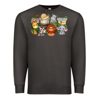 Smoke cute baby safari animals coffee cups Premium Sweatshirt - texasbilliewilder