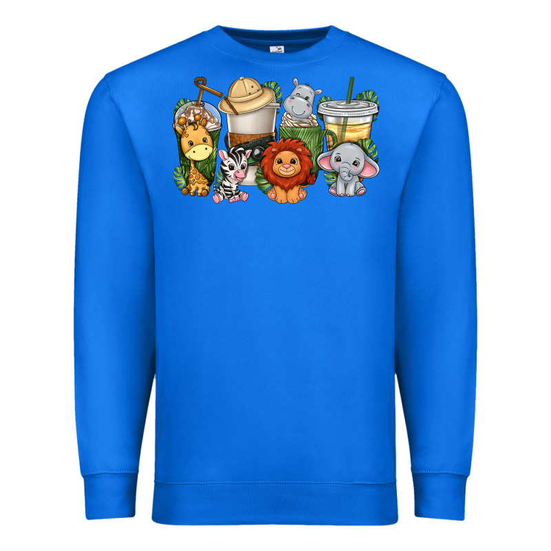 Cute Baby Safari Animals Coffee Cups Premium Sweatshirt by texasbilliewilder | Teevron