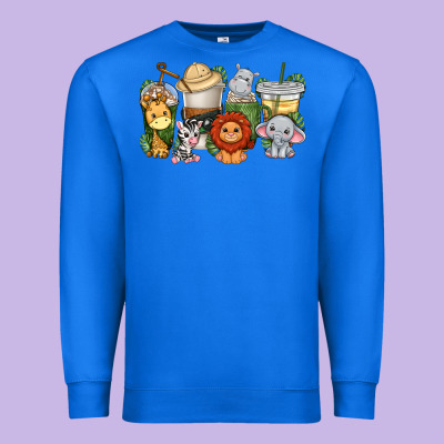 Premium Sweatshirt cute baby safari animals coffee cups