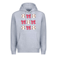 Heather Grey baseball coquette bow Premium Hoodie - JahusDesignShop