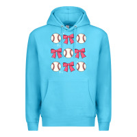 Ocean Blue baseball coquette bow Premium Hoodie - JahusDesignShop