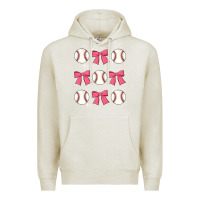 Oatmeal Heather baseball coquette bow Premium Hoodie - JahusDesignShop