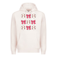 Pale Pink baseball coquette bow Premium Hoodie - JahusDesignShop